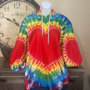 Heart Tye Die Hoodie Sweatshirt (New Without Tags)
